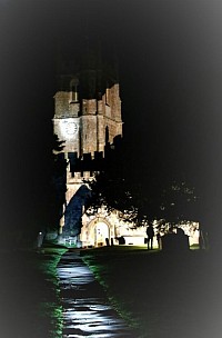 St James Church Avebury illuminated path and clock